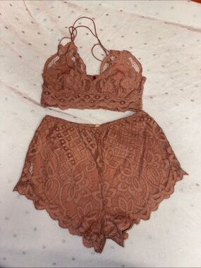 Free People Adella bralette and shorts pink small NWOT